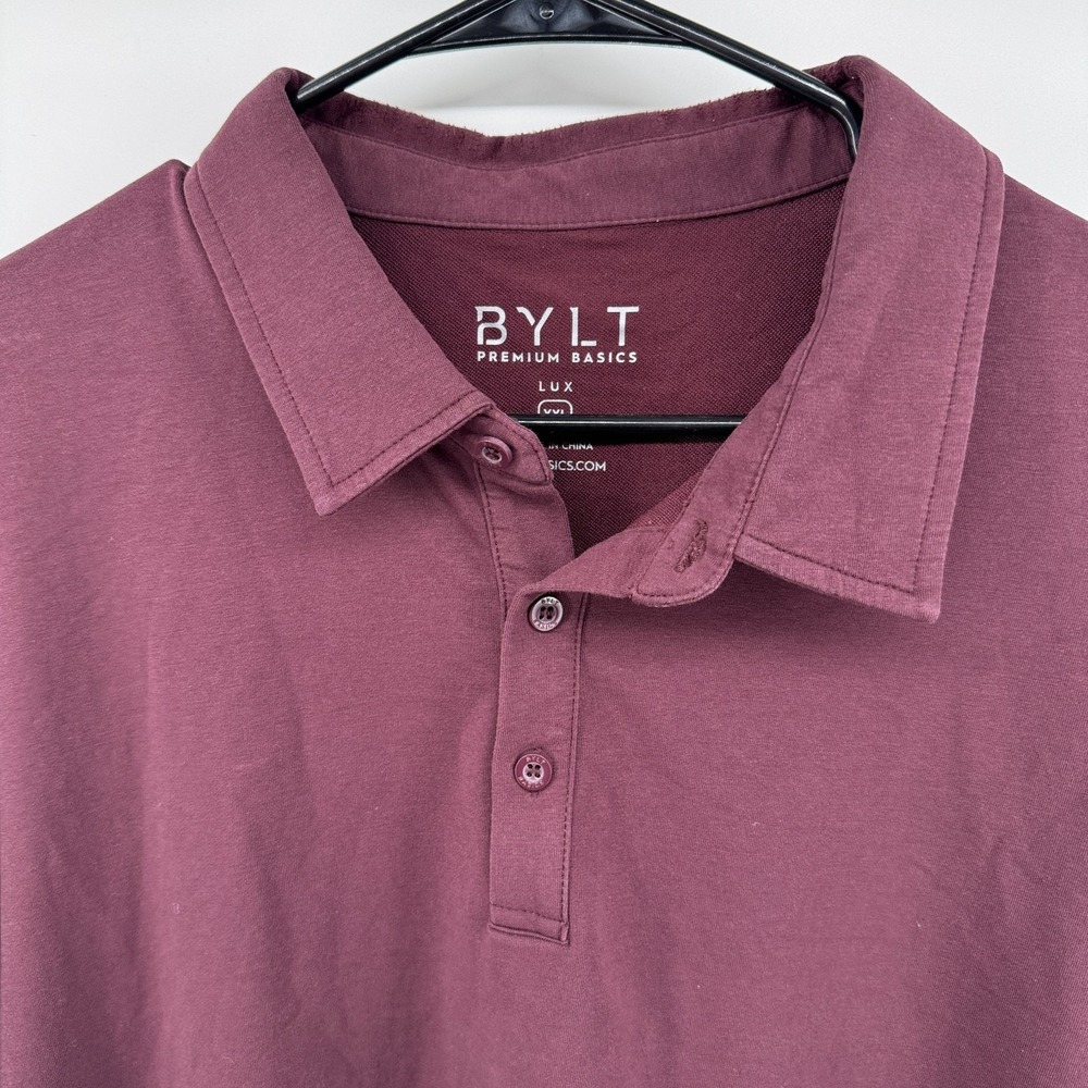 BYLT Premium Basics LUX Polo Shirt XXL Maroon Stretch Performance Casual Golf - Picture 2 of 10